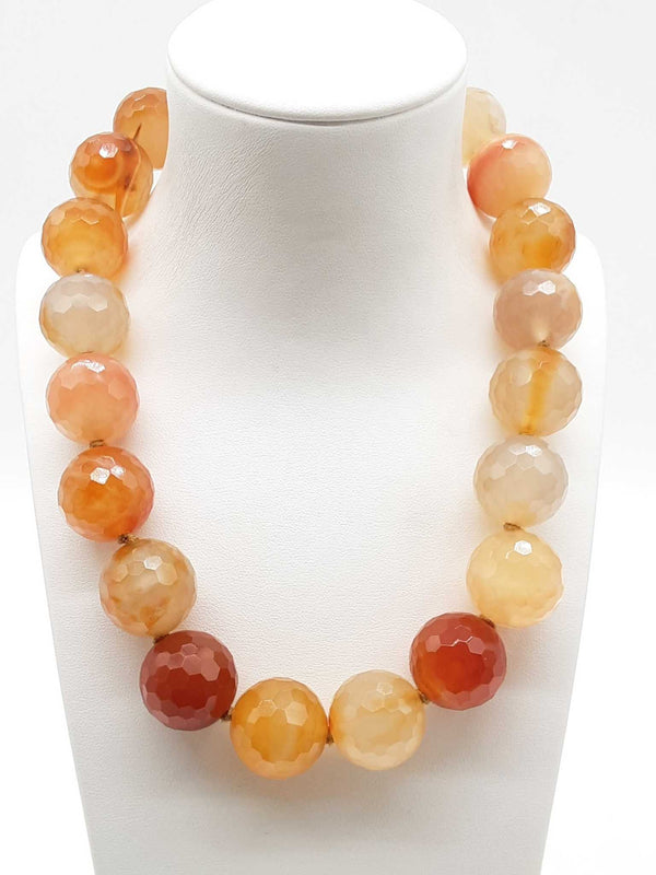22k Yellow Gold Clasp Large Agate Beads Necklace 16 In Do0123exzde