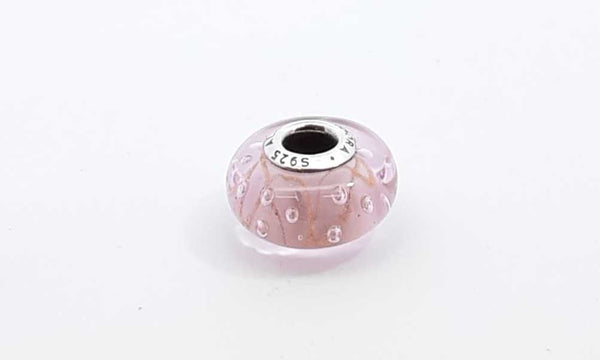 Pandora Sterling Silver Murano Pink Glitter Glass Bead Charm Ebrdu 144030005744