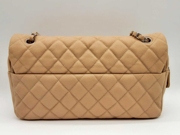 Chanel Beige Cavier Quilted Zipper Classic Flap Shoulder Bag Do0124lrxzde