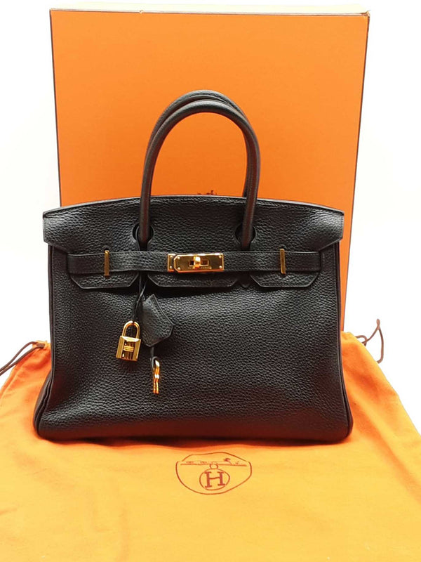 Hermes 30 Birkin Noir Black Togo Gold Hardware Handbag Do0424lwxzxde