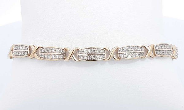 10k Yellow Gold Diamond Tennis Bracelet 1.44ctw 8.9g 8 Inch Ebpxzdu 144030005324