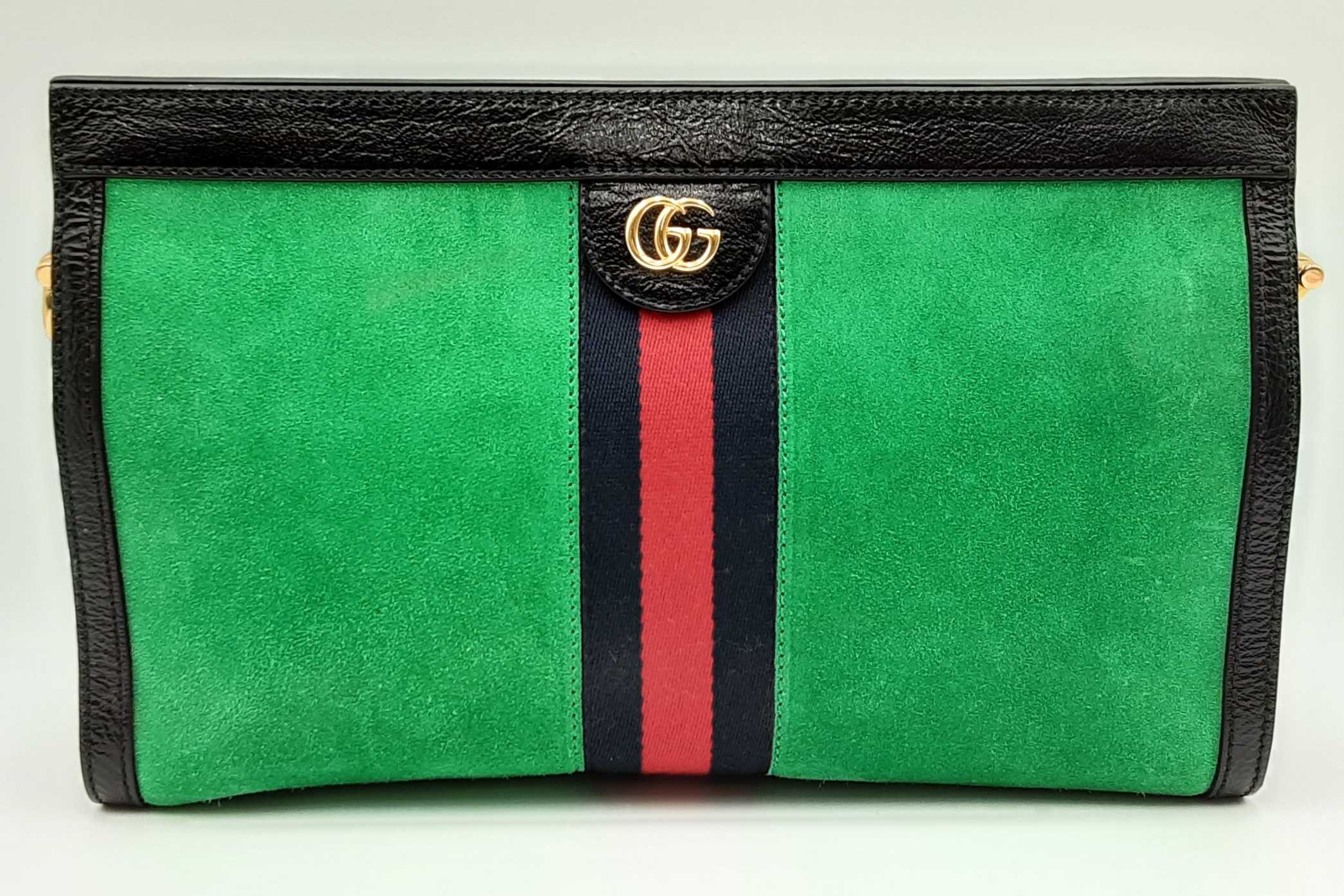 Gucci Web Green Suede Ophidia Chain Shoulder Bag Eb0724prxdu Max Pawn