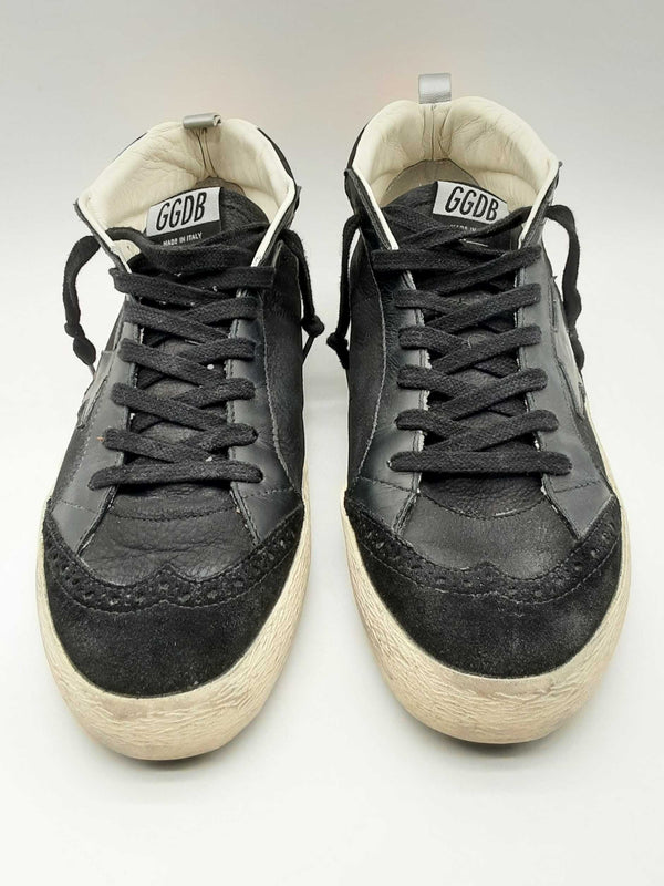 Golden Goose Superstar Black Leather Suede Mid Top Shoes Size Eu 44 Do1123lxzde