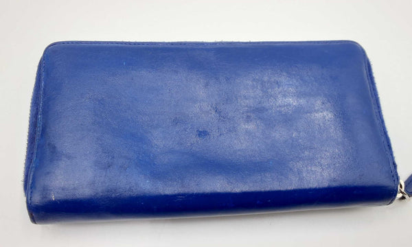 Balenciaga Blue Leather Zip Around Wallet Ebcrdu 144030005218