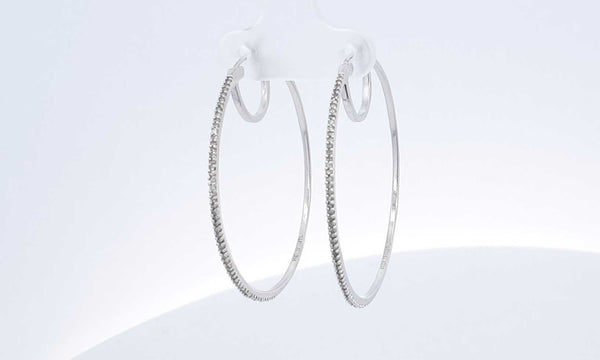 14k White Gold 0.30ctw Diamond Hoop Earrings Eb0424lrxdu