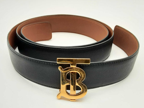 Burberry Tb Belt Buckle Black Tan Reversible Leather Belt Size L Do0124loxde