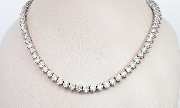14k White Gold 10.91ctw Lab Grown Diamond Tennis Necklace 16 Inch Hs1123oswrsa