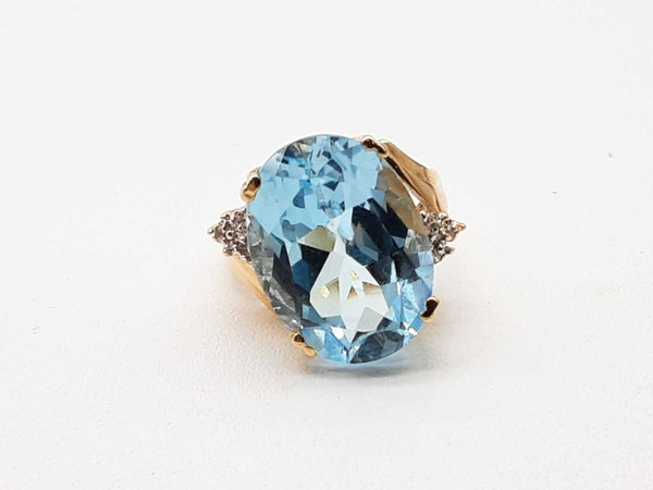 14k Yellow Gold Blue Topaz Solitaire Ring Size 5.5 Do0723lcrde