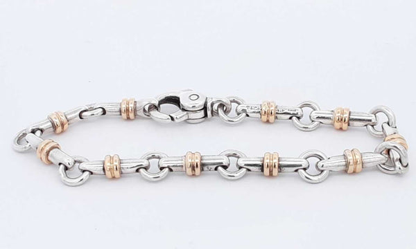 Tiffany & Co. Sterling Two Tone Bar Link Bracelet 7 In  23.67 Grams Eb0224wxzsa