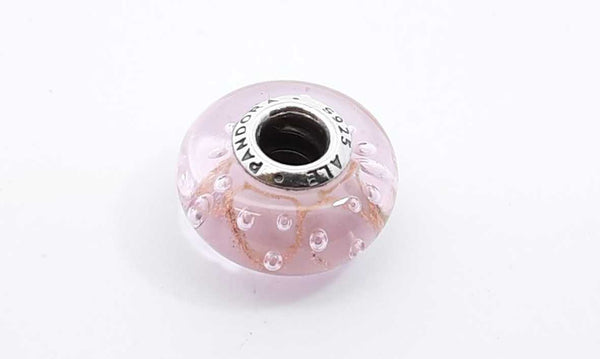 Pandora Sterling Silver Murano Pink Glitter Glass Bead Charm Ebrdu 144030005744