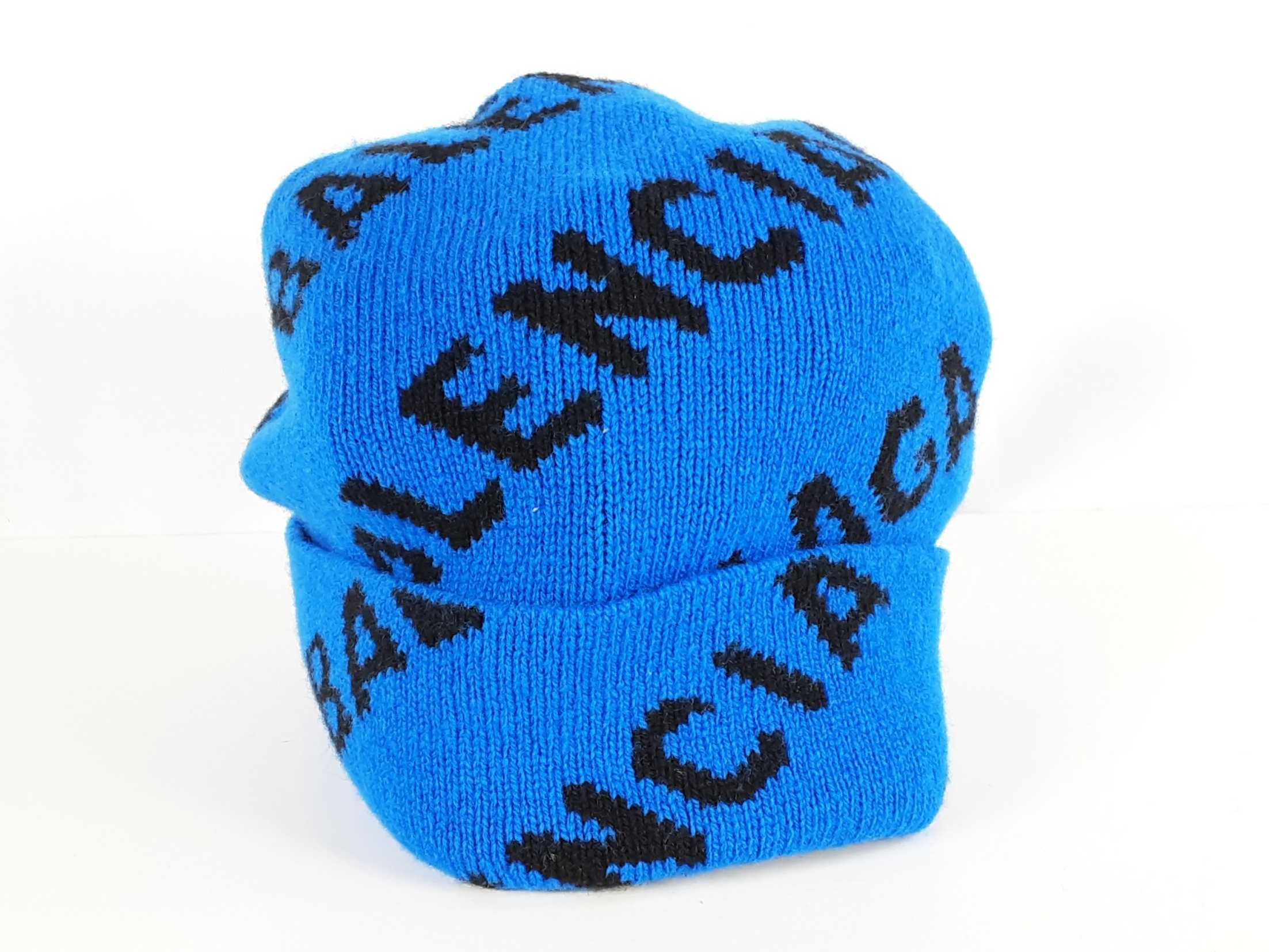Balenciaga Allover Blue & Black Beanie Hat U55/61 Sd1225lrzde