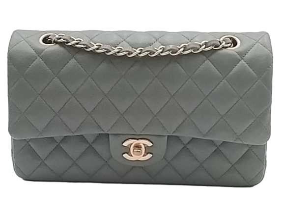 Chanel Quilted Caviar Medium Classic Double Flap Green Handbag