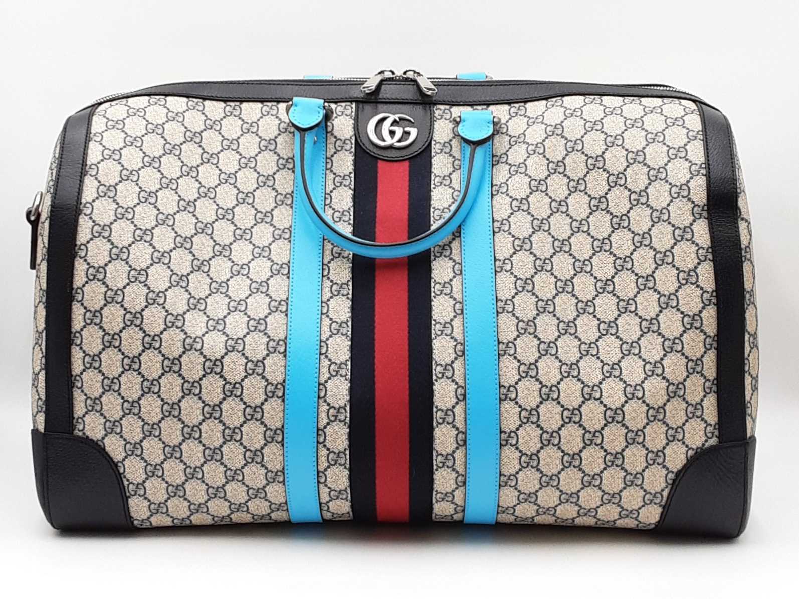 Gucci Savoy Large Duffle Bag In Gg Supreme Coated Canvas & Leather