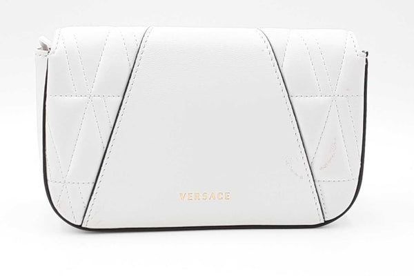 Versace Quilted White Leather Shoulder Bag Eb0424lrxdu
