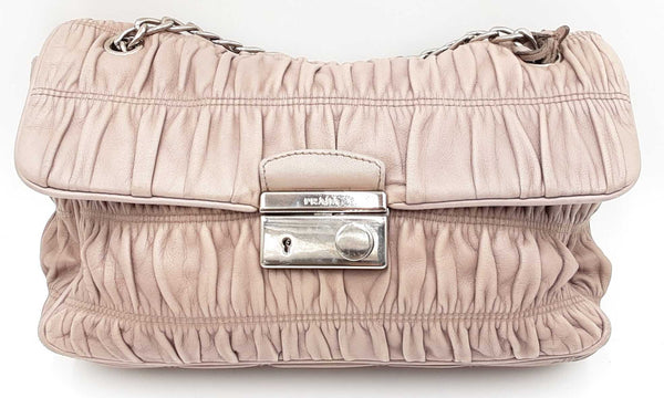 Prada Ruched Leather Chain Shoulder Bag Eblordu 144030005220