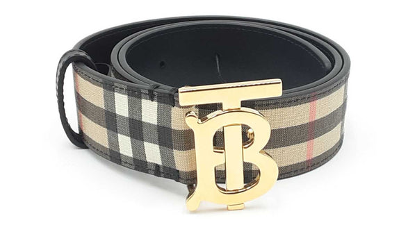 Burberry Archive Check Belt With Gold Tone Buckle Eb0424lrxdu