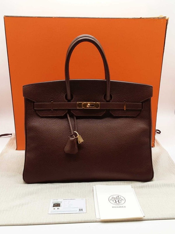 Hermes Birkin 35 Brown Marron D'inde Epsom Gold Hardware Handbag Lh0124exzxde