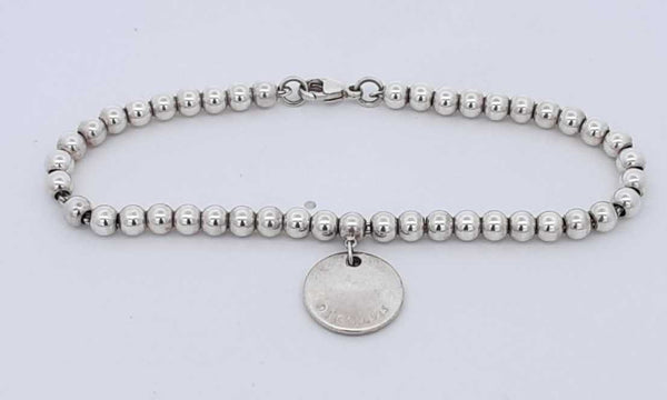 Tiffany & Co. Round Tag Bead Bracelet 6 Inch 6.7 Grams Eb1223pxsa