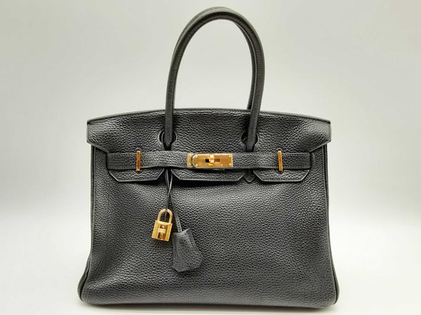 Hermes 30 Birkin Noir Black Togo Gold Hardware Handbag Do0424lwxzxde