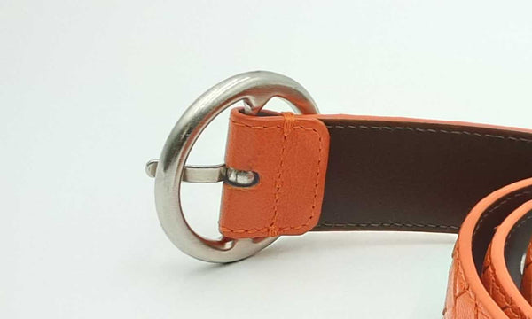Bottega Veneta Orange Intrecciato Leather Belt Eblcrdu 144010001659