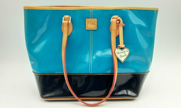 Dooney & Bourke Teal Navy Blue Patent Leather Tote Bag Dooxsa 144010030388