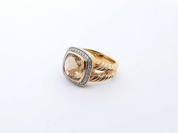 David Yurman 18k Yellow Gold Champagne Citrine Diamond Ring Size 8 Lh1223srzde