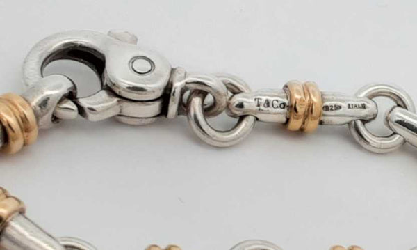 Tiffany & Co. Sterling Two Tone Bar Link Bracelet 7 In  23.67 Grams Eb0224wxzsa