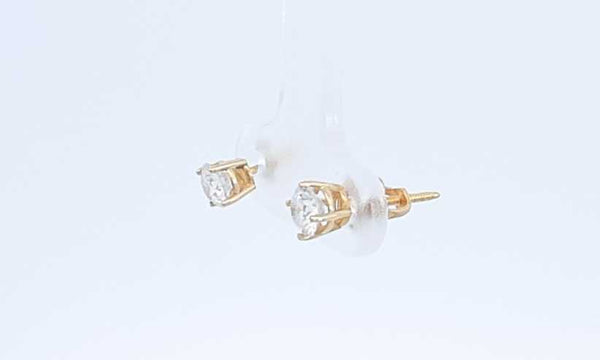 18k Yellow Gold 0.5ctw Diamond Stud Screwback Earrings Eb0424lrxdu