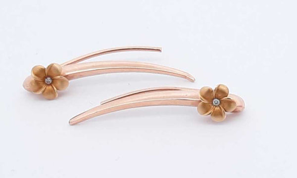 14k Rose Gold Flower Earrings 1.48 Grams Ebrxsa 144010032102