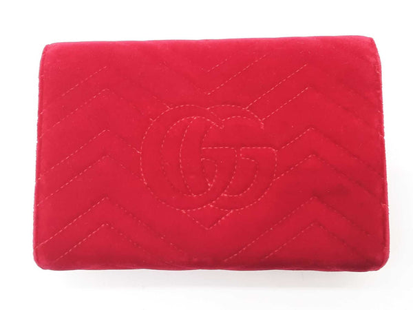Gucci 474575 Gg Mormont Red Velvet Crossbody Chain Bag Do1223lrxzde