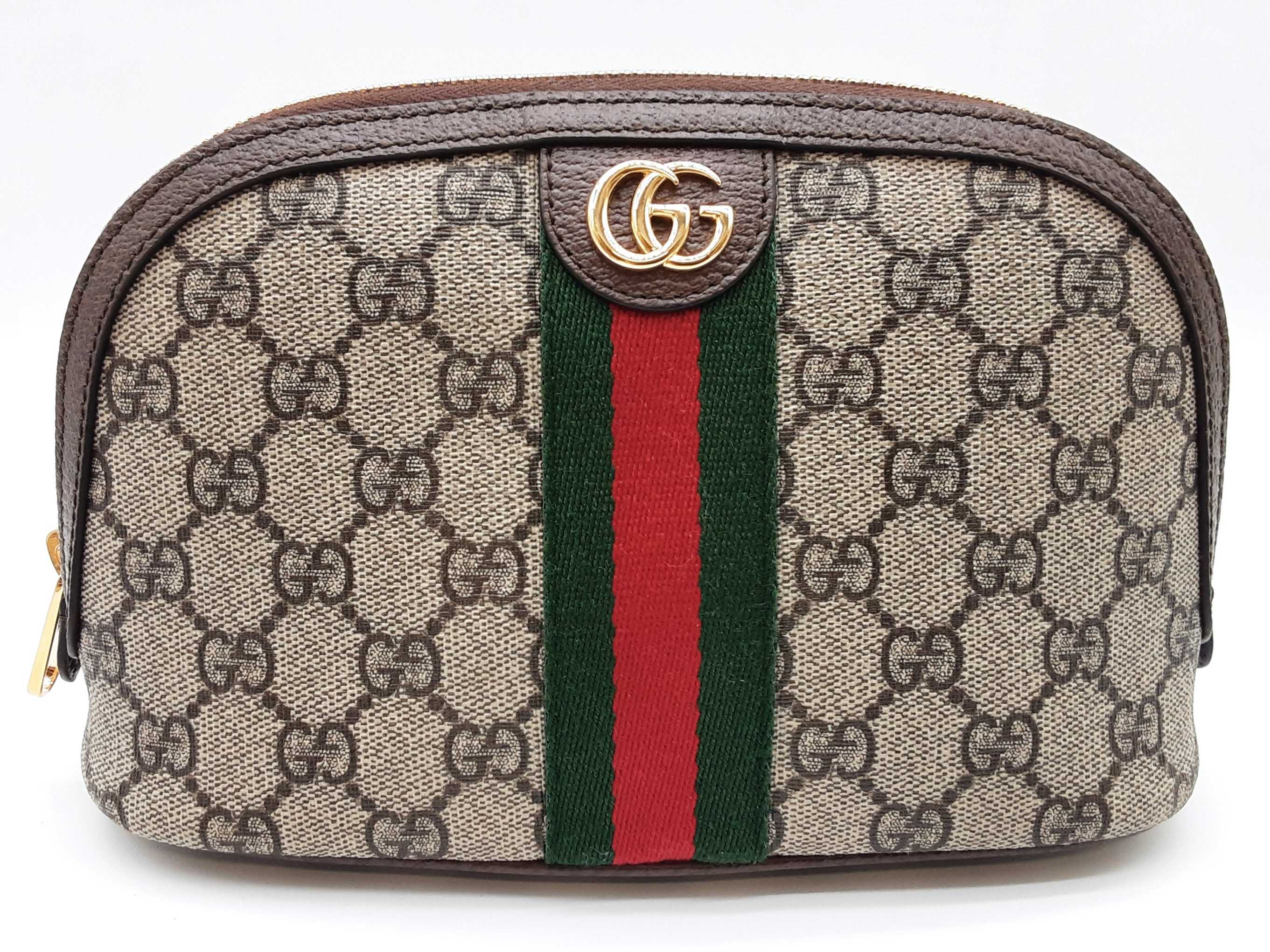 Gucci 625551 Ophidia Tan Gg Supreme Coated Canvas Cosmetics