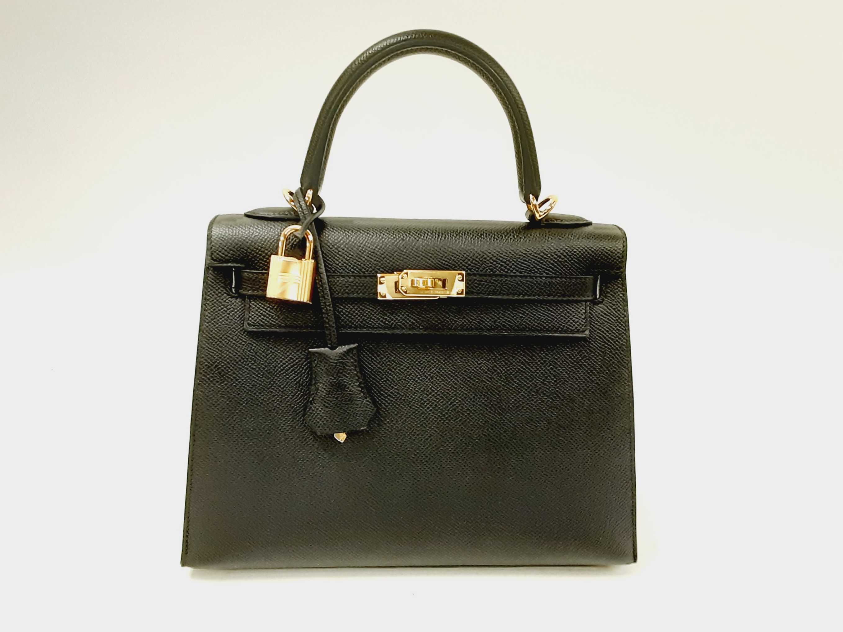 Hermes Kelly Handbag Noir Ardennes with Gold Hardware 28 Black