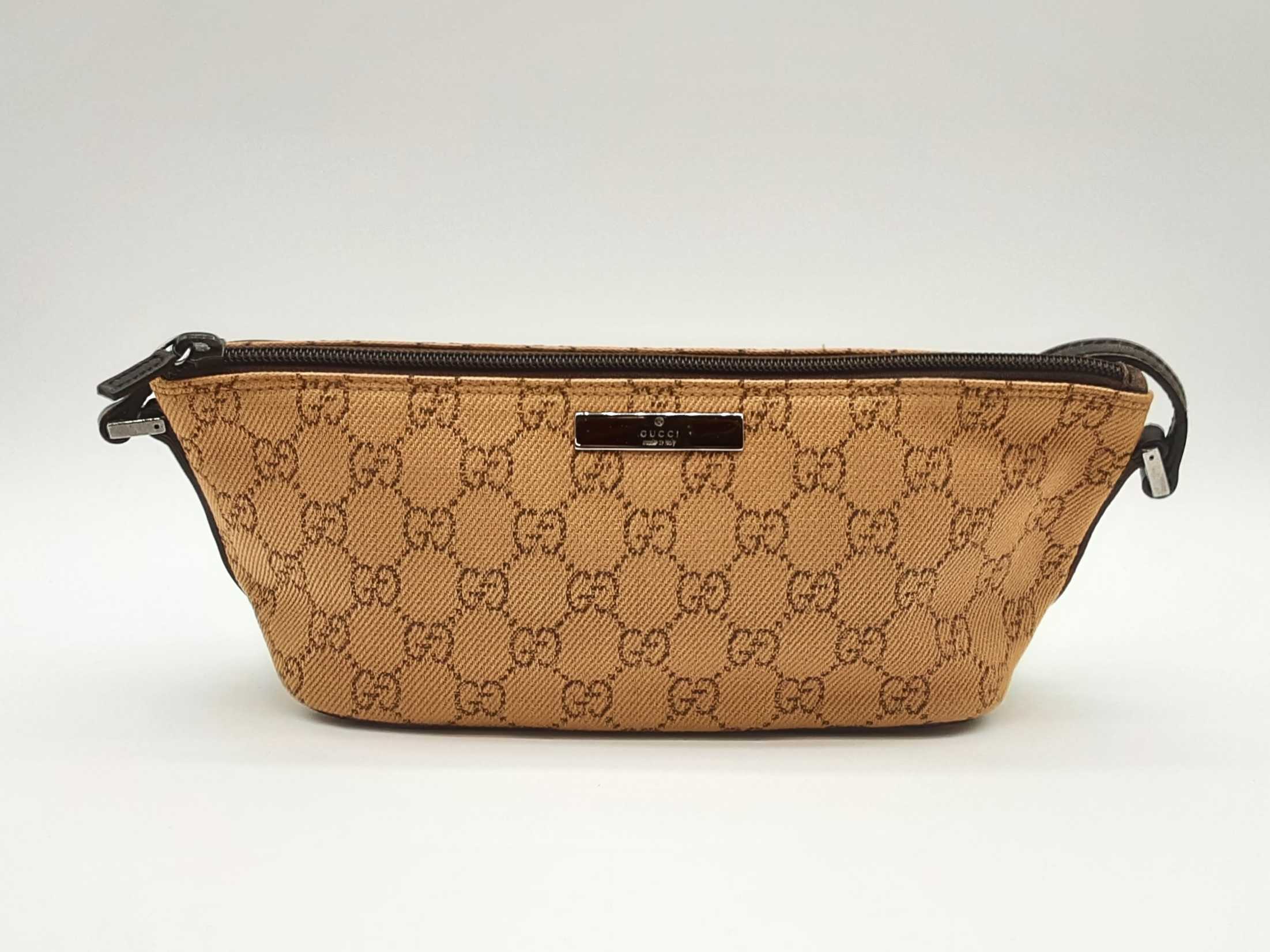 Vintage Gucci Monogram Pochette Bag (Brown)
