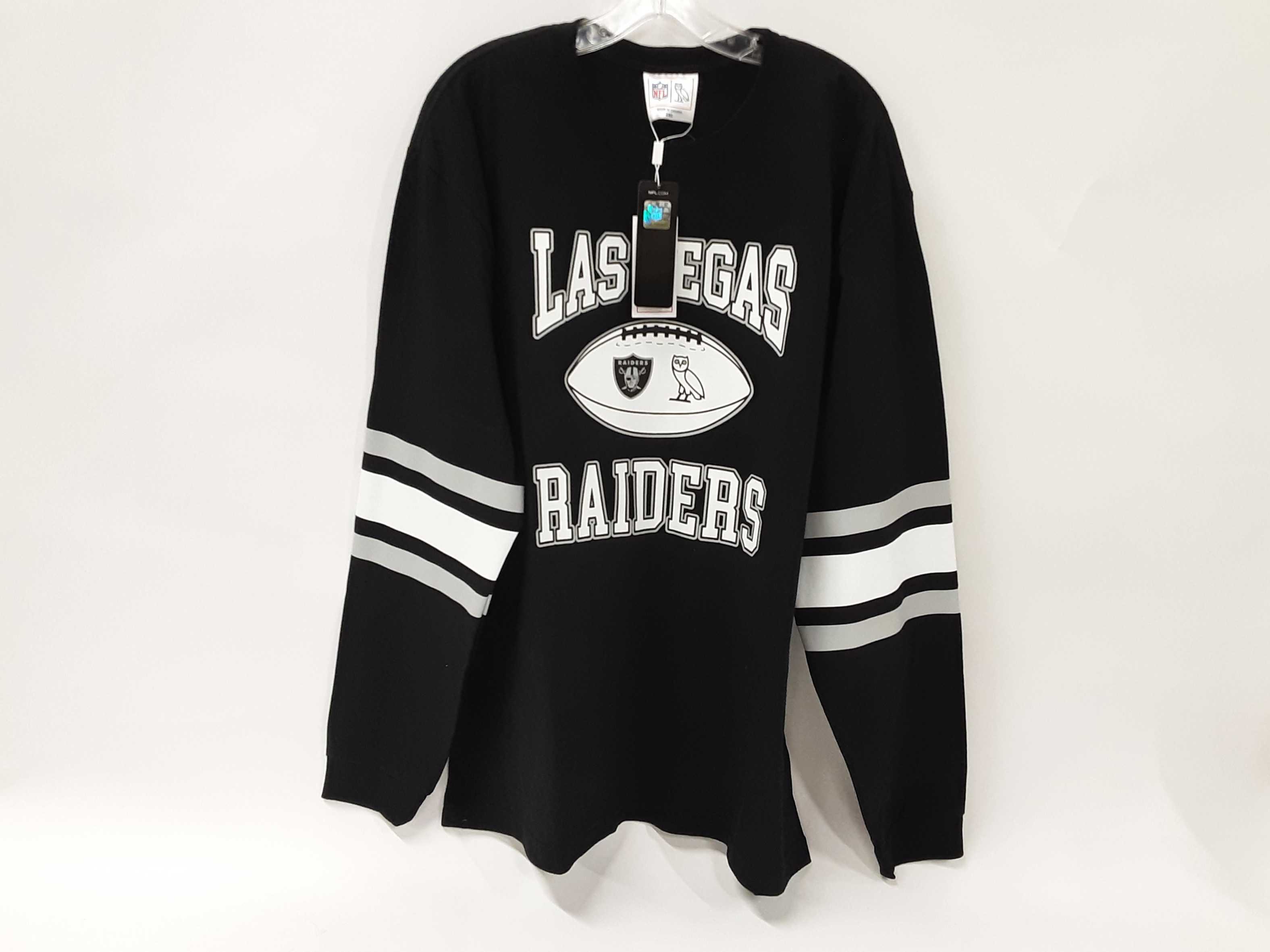 NFL x Ovo 2XL Las Vegas Raiders Black Jersey Long Sleeve Shirt Great Condition (LLZ) 144020002379 TS