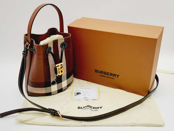 Burberry Dark Birch Brown Mini TB Bucket Crossbody Bag DOSRZDE 144020007021