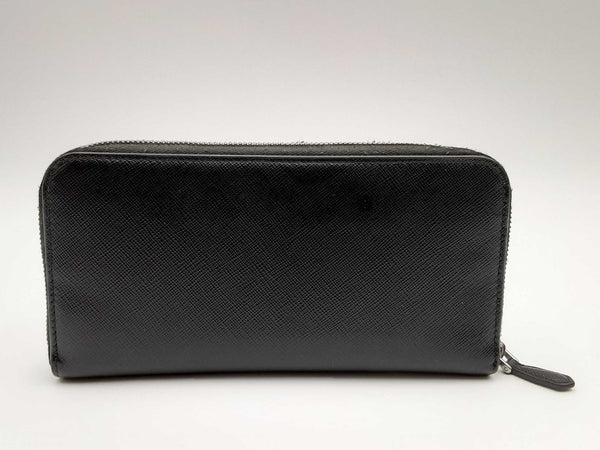 Prada Classic Black Canvas Leather Saffiano Wallet MSLRXSA 144010009887