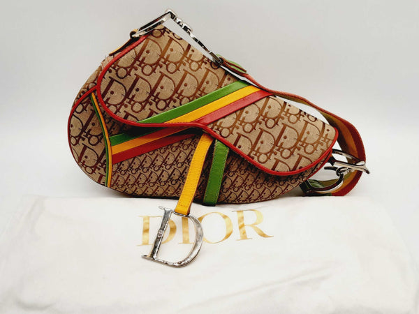 Christian Dior Rasta Brown Canvas Saddle Shoulder Bag Dooxzxde 144020011124