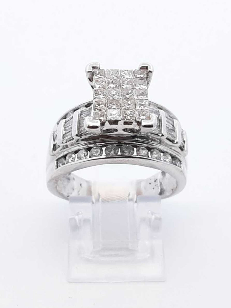 2.08 Cttw Mixed-cut Diamond & 10k White Gold Ring 8.6 Gram Size 7.75 Fw0625prxdu