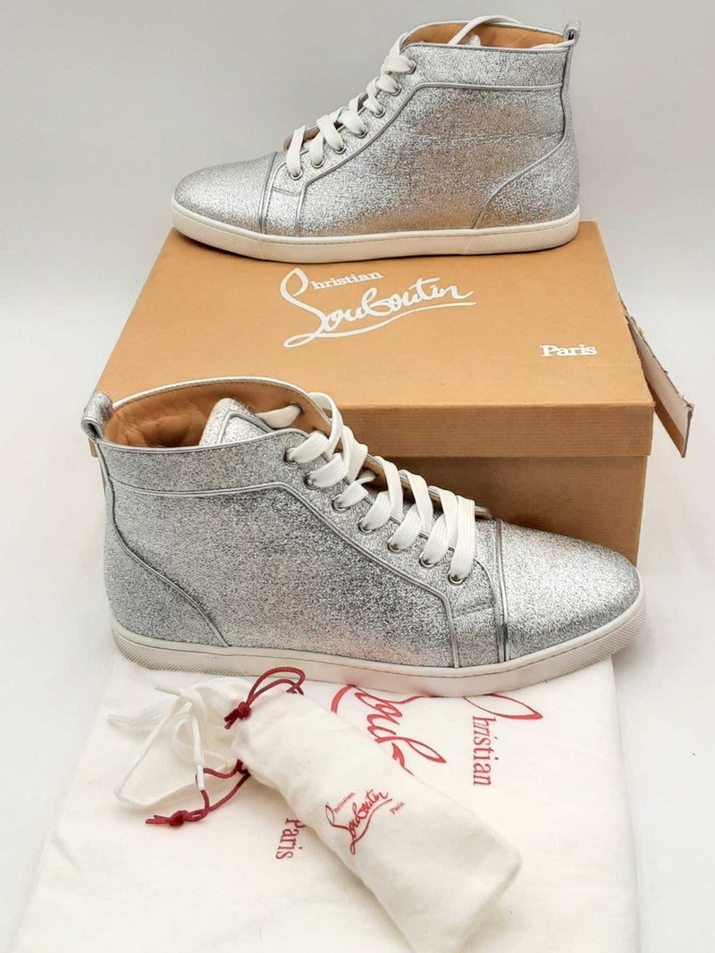 Christian Louboutin Silver Bip Bip Orlato Flat Lurex Sneakers Size 41 Eb125oxzsa