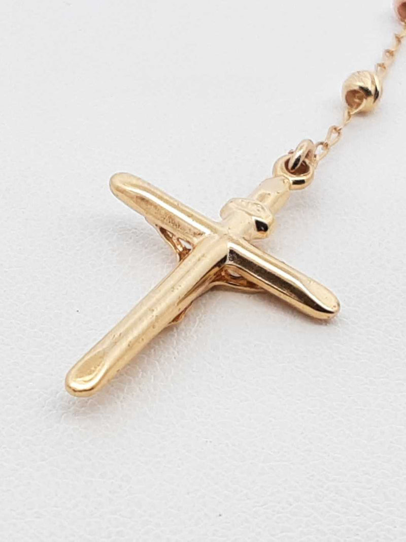 Tri-color 14k Gold Rosary Necklace 5.9 Grams 18 Inch Fw1025orzdu