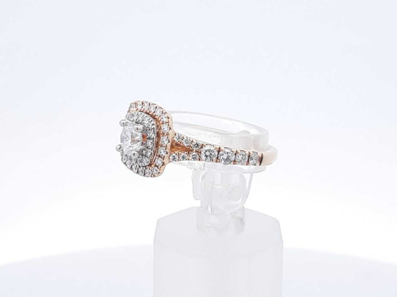 1.11 Cttw Leo Diamond & 14k Gold Double Halo Ring 3.6 Grams Size 6.5 Fw0325rzxdu