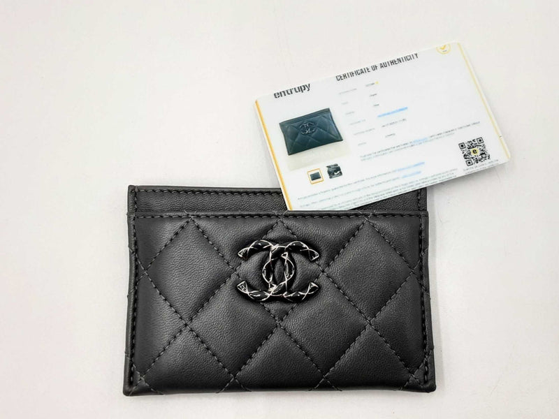 Chanel Classic Gray Quilted Card Holder Wallet Fw0225oxzdu