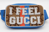 Gucci Gg Canvas & Blue & White Leather "I Feel Gucci" Belt Bag Eb0126pxzde