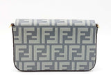 Fendi Diamonds Wallet With Chain In Two-tone Mercury Blue Ff Leather Fw0526prxdu