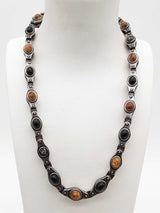 Versace Ellittica Black Brown Glass Brass Chain Necklace 19 In Do0626wxzde