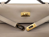 Hermes Kelly Pochette Gris Asphalt Gray Swift Gold Clutch Handbag Do1025lwrxzde