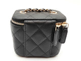 Chanel Mini Vanity Black Caviar Leather Chain Crossbody Case Do0825lrxzde