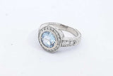 Light Blue Gemstone & Diamond Ring 14k White Gold 6.6 Grams Size 6.5 Eb0824lexdu