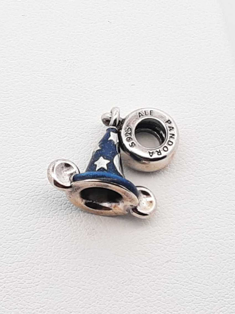 Pandora Sorceror Mickey Hat Charm In Sterling Silver & Enamel 3.6 Gram Fw0625wdu