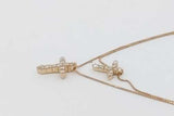 18k Gold Diamond Double Layered Cross Pendant Necklace 3.6g 15.5 In Eb1026pxzsa